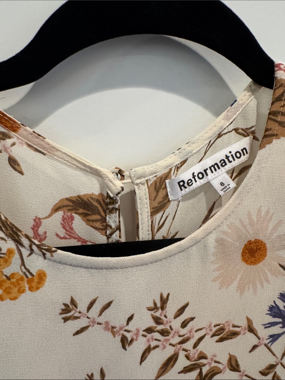 Reformation Cream Floral Midi Dress with Yellow & Blue Accents - Picture 2 of 3